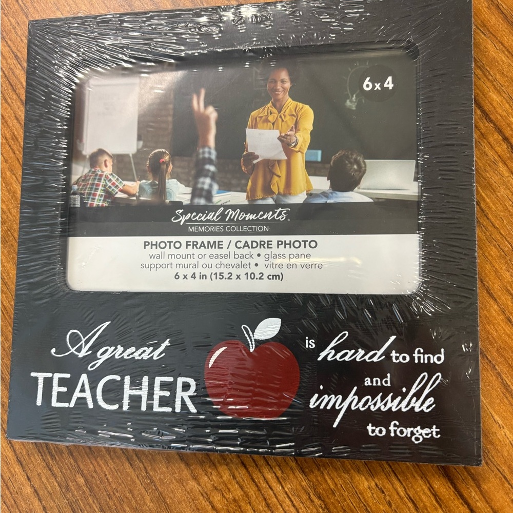Black Teacher Photo Frame with Apple Design